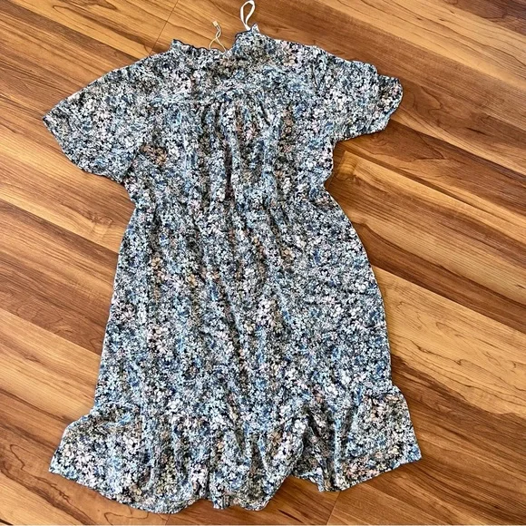 Apricot Floral Dress with Ruffle Details - Picture 2 of 13